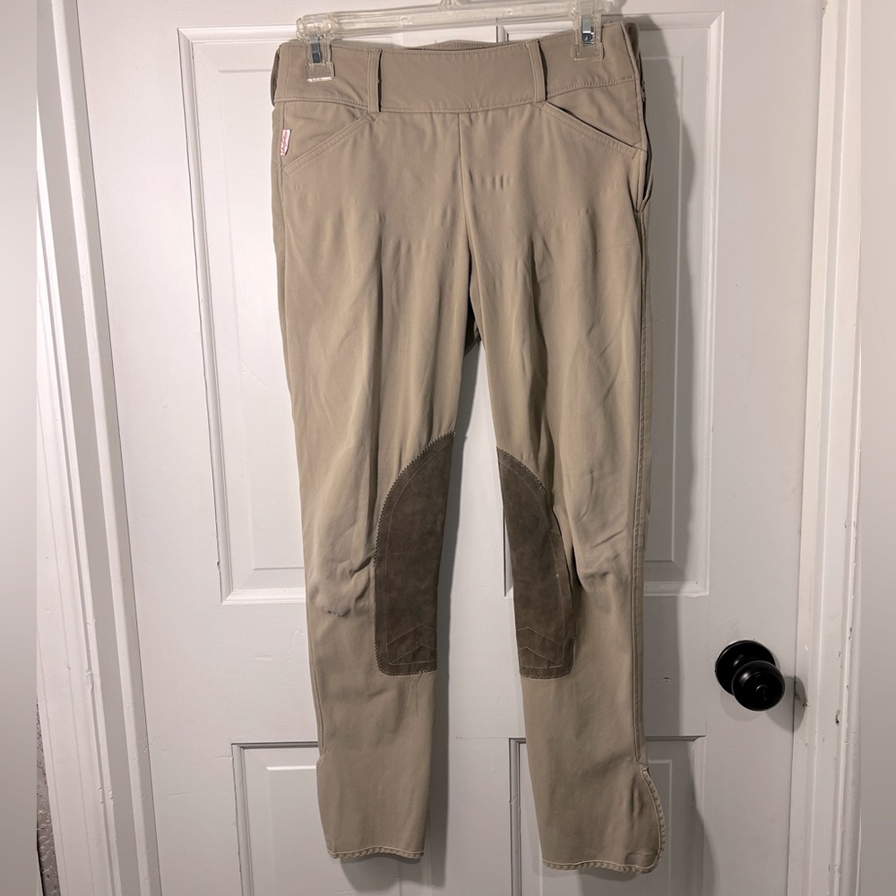 Tailored Sportsman breeches, side zip velcro bottoms large belt loops